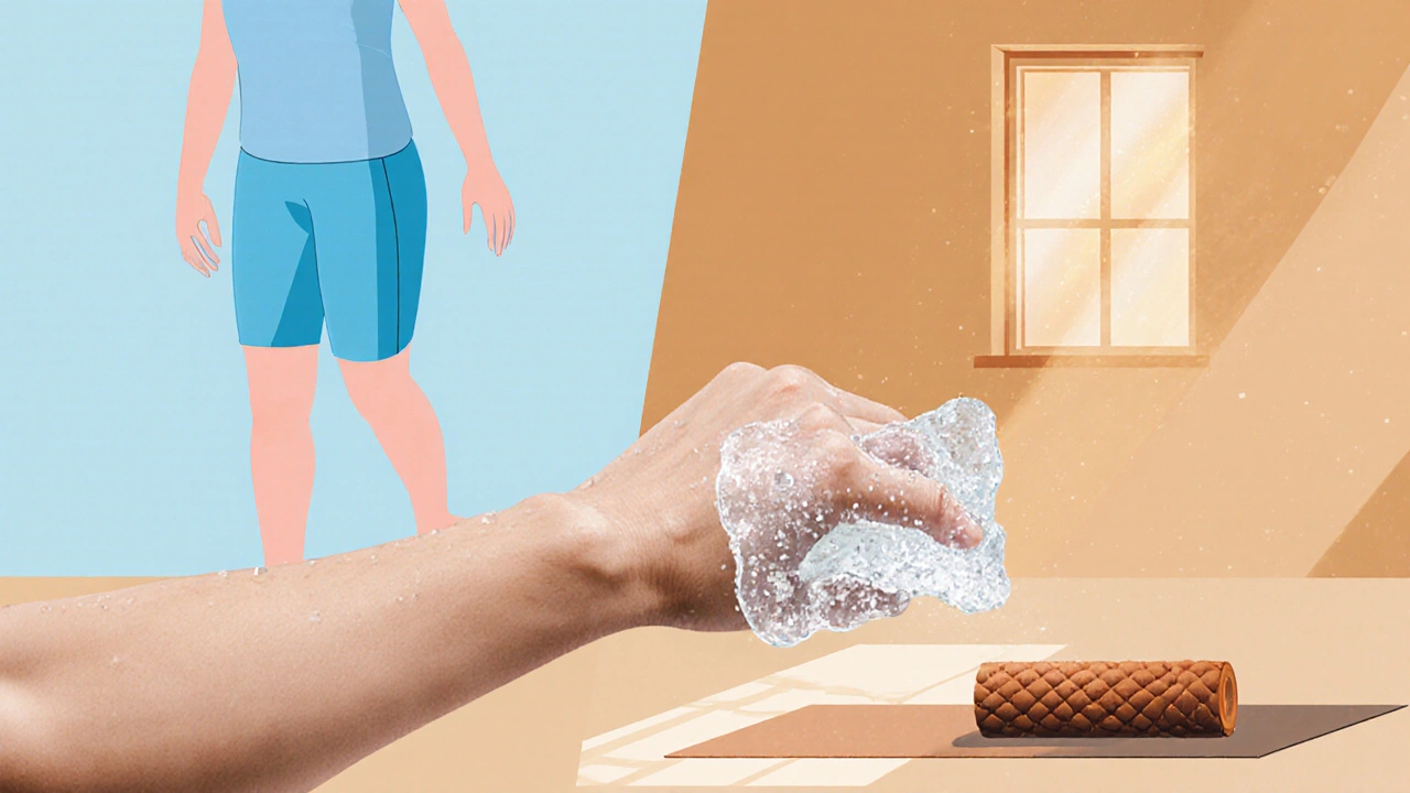 Používání ledové obklady, lehké protažení a foam rolleru při první 24‑hodinové regeneraci.