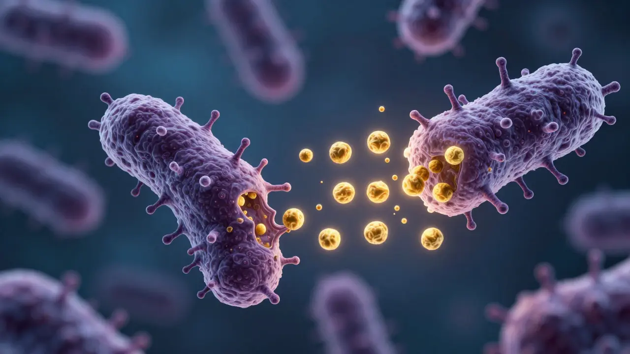 Konceptuální znázornění antibiotik bojujících proti bakteriím streptokok.