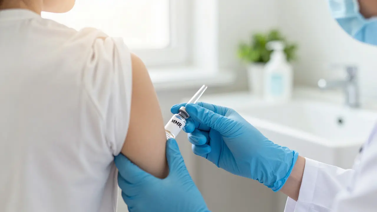 Podání vakcíny MMR jako prevence proti příušnicím.