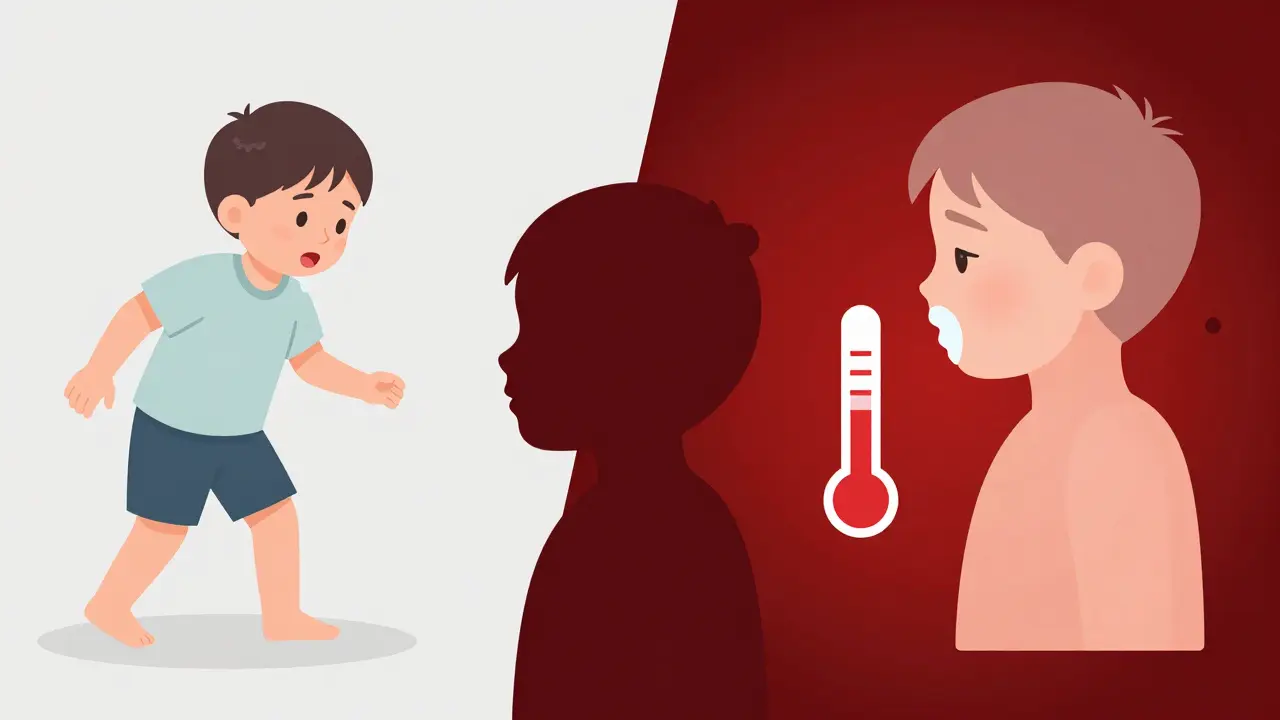Konceptuální ilustrace varovných příznaků vyžadujících lékaře