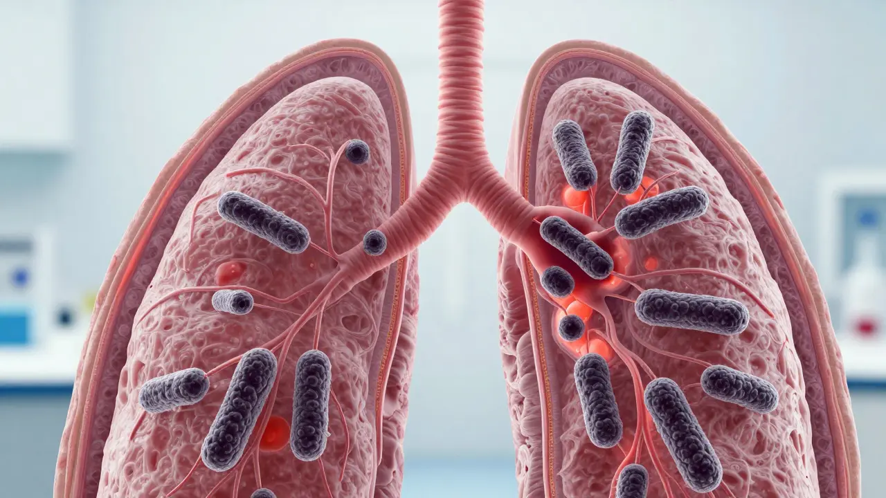 Bakterie Bordetella napadají řasinky v dýchacích cestách