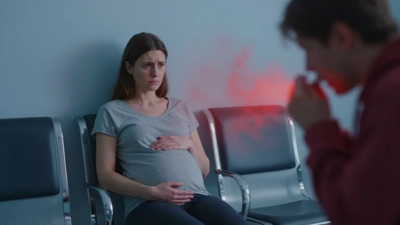 Těhotná žena v riziku infekce od nemocné osoby