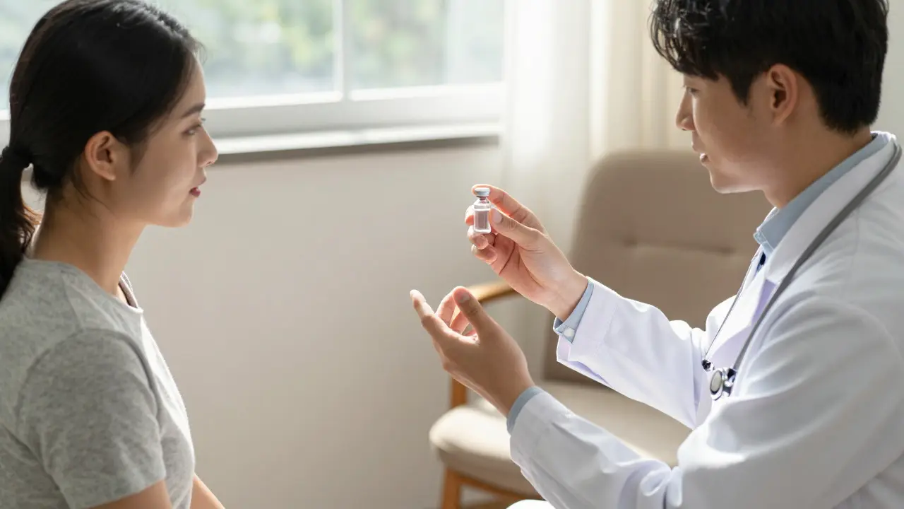 Lékař vysvětluje pacientovi léčbu antibiotiky v ordinaci