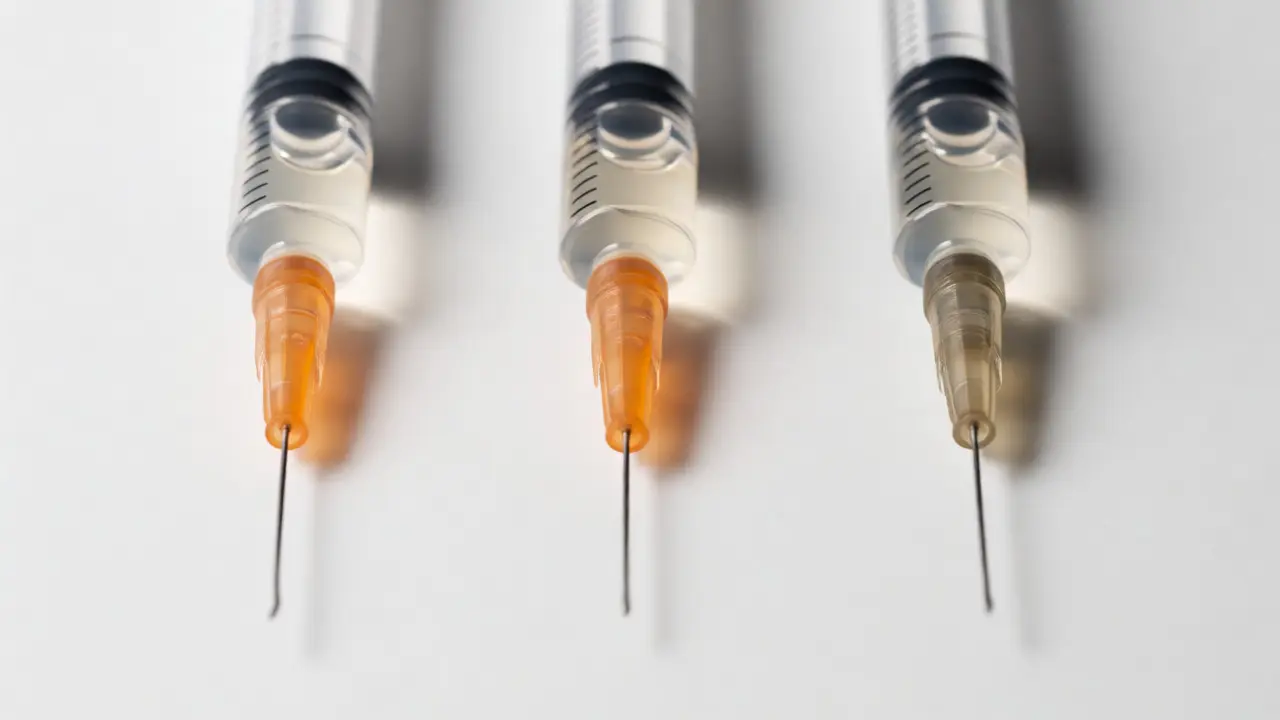 Tři různé syringy znázorňující očkovací strategie