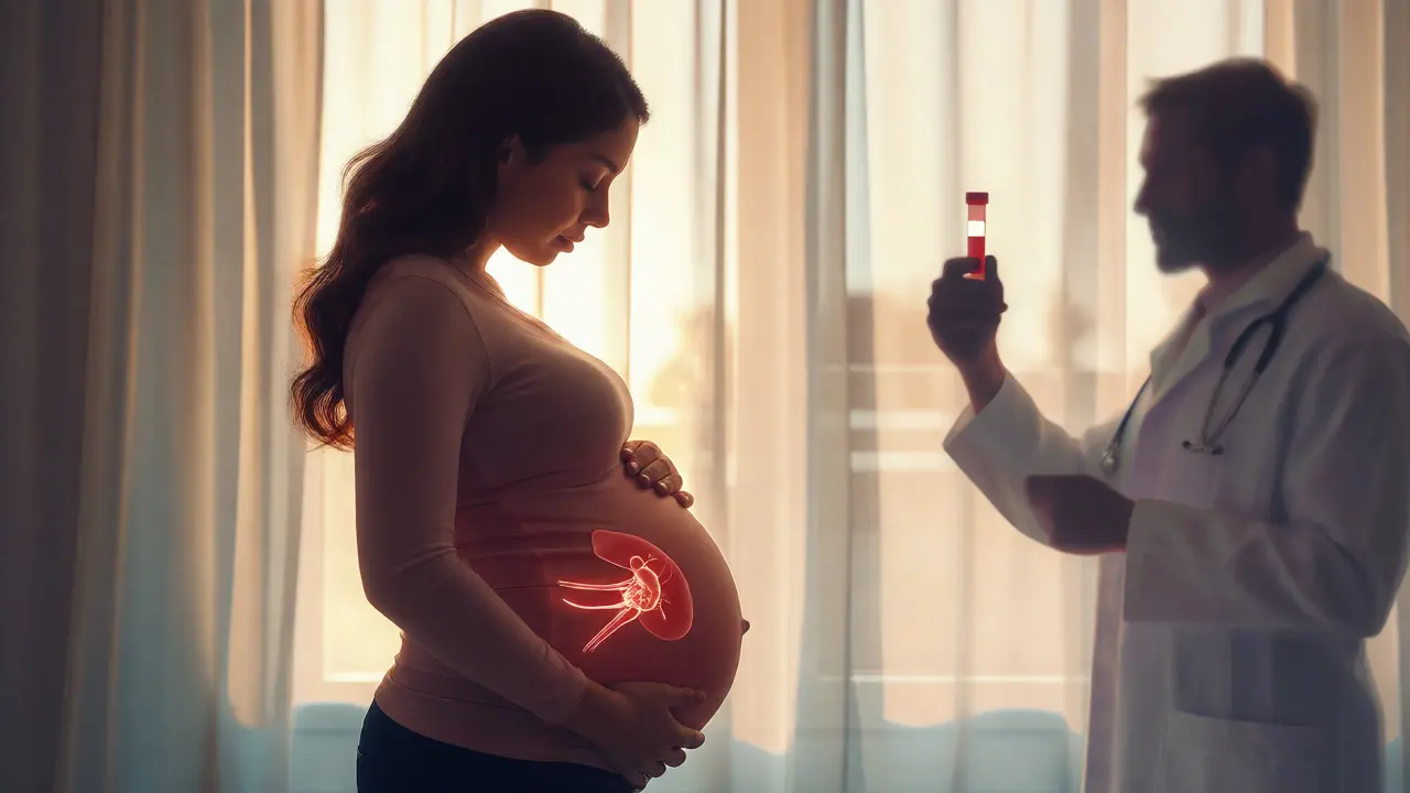Těhotná žena chránící plod před rizikem zarděnek